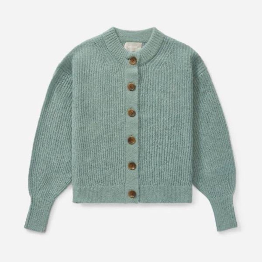 Everlane Alpaca Cropped Cardigan in Pomona Green Size Small Gently Used